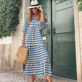 Maxi jurk met V-hals en bohemian print voor zomerse elegantie