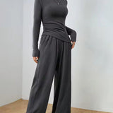 Hattie | Set met fitted top en wijde broek voor elegante veelzijdigheid