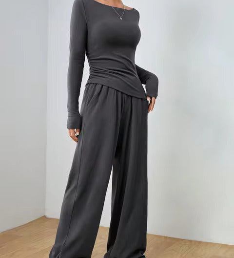 Hattie | Set met fitted top en wijde broek voor elegante veelzijdigheid