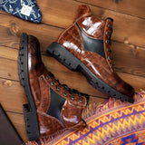Laarzen met croco-reliëf en elegante hak voor stijlvolle looks