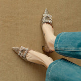 Glitter Pumps met kristallen gesp en comfortabele blokhak