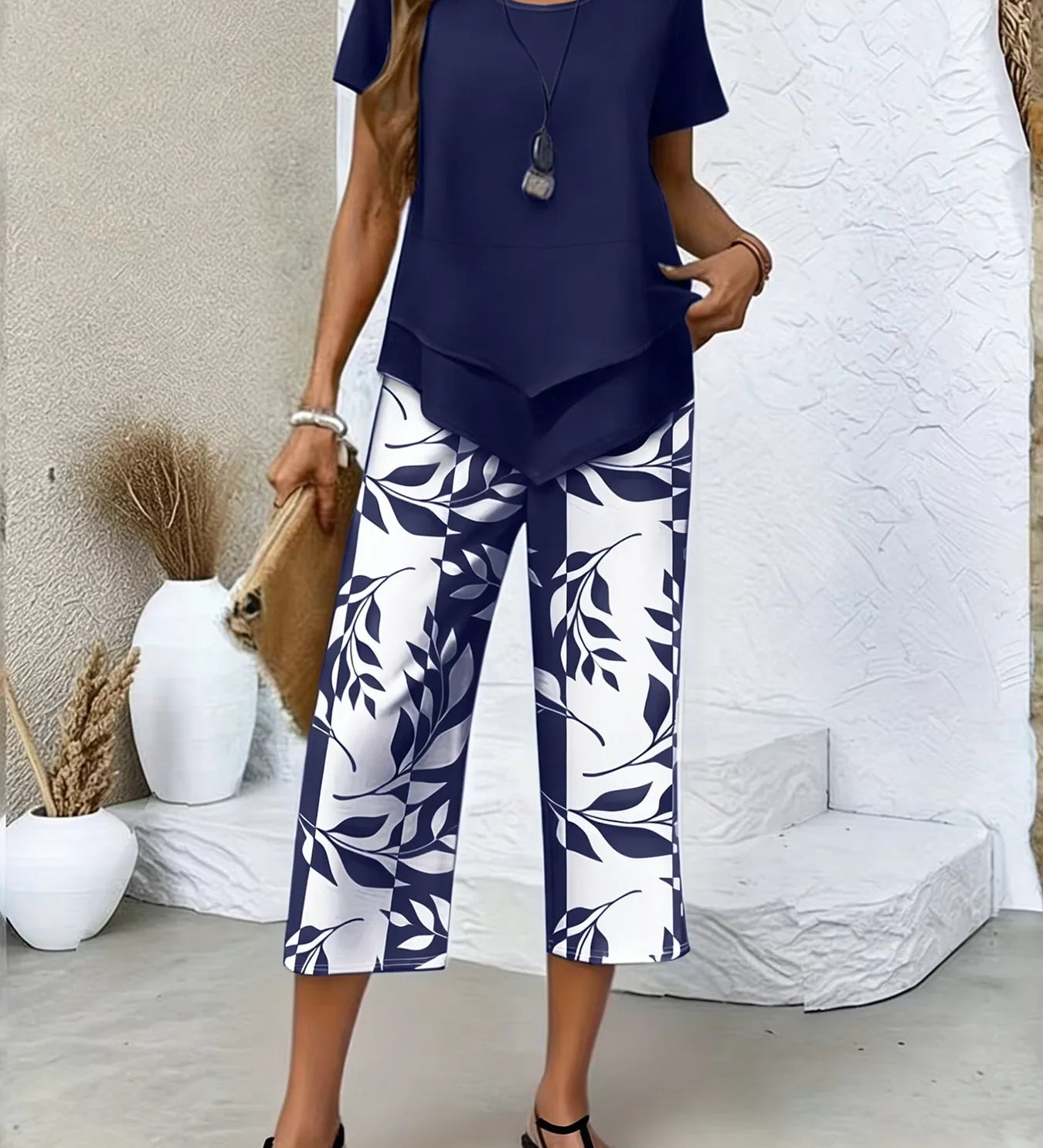 Elena | Elegante Tweedelige Set met Printbroek
