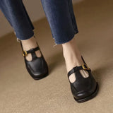 T-bandschoenen met vierkante neus en stabiele hak voor vintage look