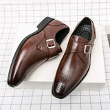 Klassieke herenschoenen met monk strap en geperforeerde details