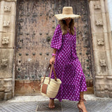 Maxi jurk met V-hals en bohemian print voor zomerse elegantie