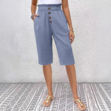 Bermuda met linnenmix en knoopsluiting voor zomerse dagen