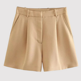 Léonie | Elegante High-Waist Short met Plooien