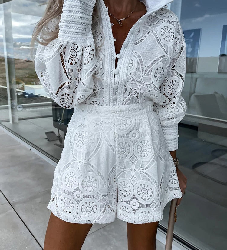 Chloe | Kanten set met romantische details en verfijnde uitstraling