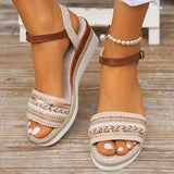Boho sandalen met geweven details en zachte dempende zool