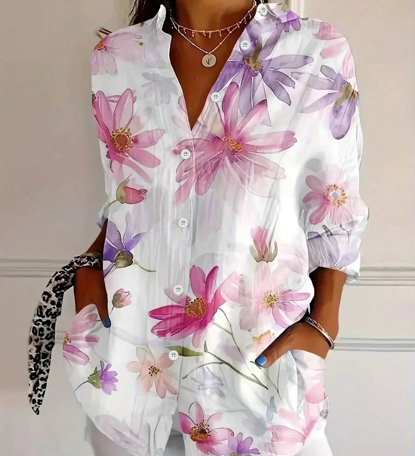 Blouse met kleurrijke print en duurzame pasvorm