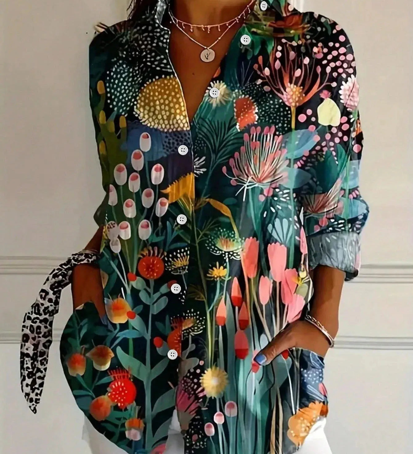 Blouse met kleurrijke print en duurzame pasvorm