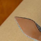 Glitter Pumps met kristallen gesp en comfortabele blokhak