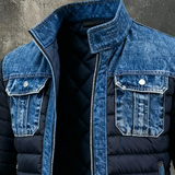 Daniël | Gewatteerde jas met denim details en stijlvol silhouet
