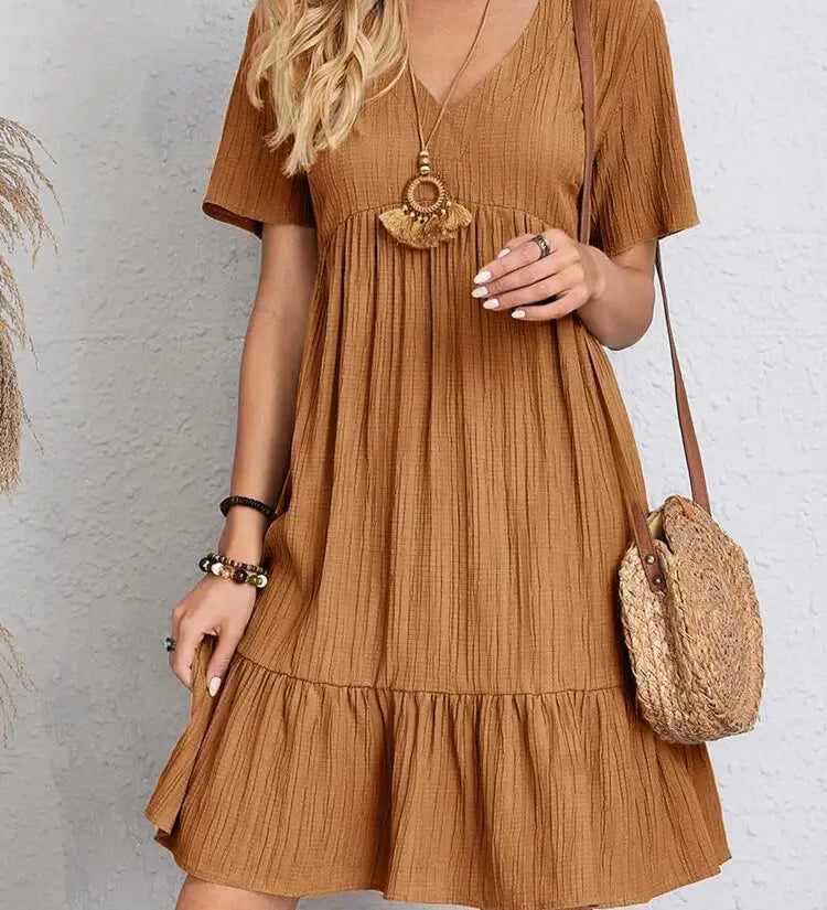 Esme | Zomerjurk met V-hals en speelse ruches voor elegante dagen
