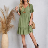 Esme | Zomerjurk met V-hals en speelse ruches voor elegante dagen