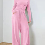 Hattie | Set met fitted top en wijde broek voor elegante veelzijdigheid
