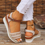 Boho sandalen met geweven details en zachte dempende zool