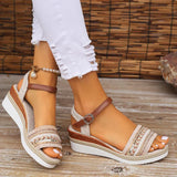 Boho sandalen met geweven details en zachte dempende zool