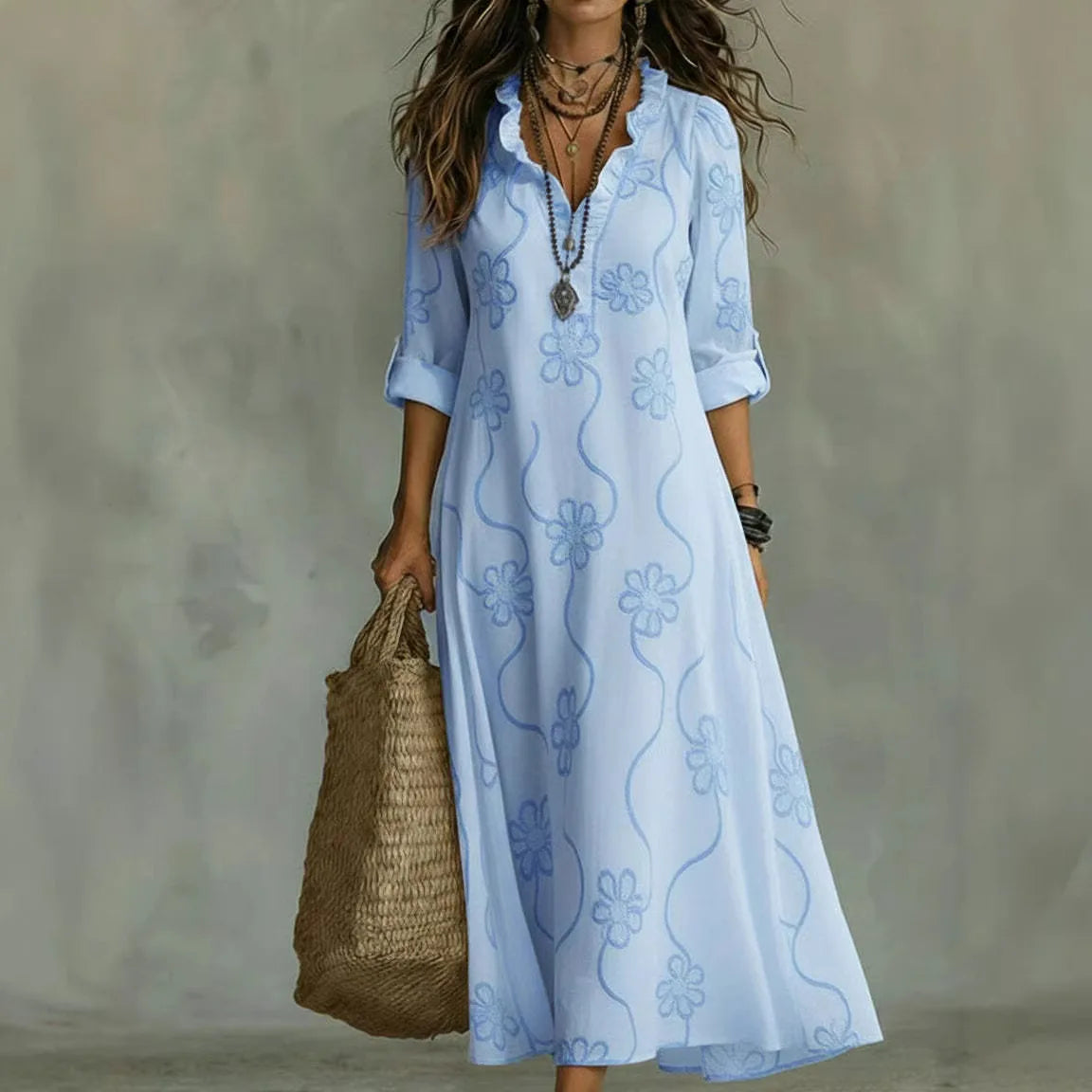 Rosalie | Zwierige Maxi Jurk met Elegante Details