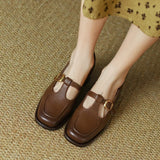 T-bandschoenen met vierkante neus en stabiele hak voor vintage look