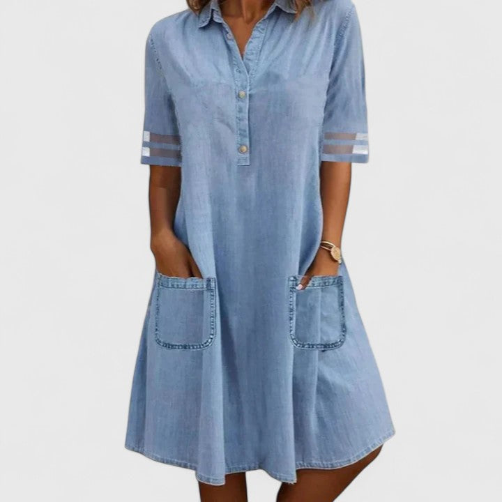 Denim jurk met flatterende pasvorm en relaxte uitstraling