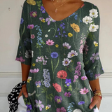Top met bloemenprint en zachte gebreide stof
