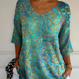 Gebreide top met abstracte print en luchtige pasvorm