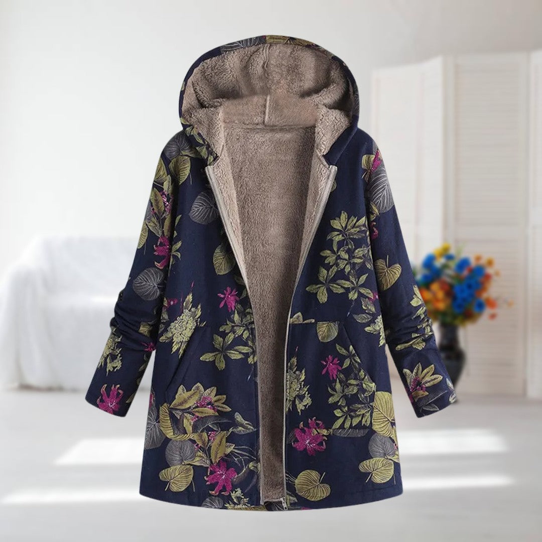 Winterjas met bloemenprint en warme voering