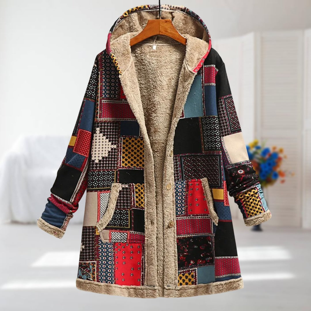 Winterjas met bloemenprint en warme voering
