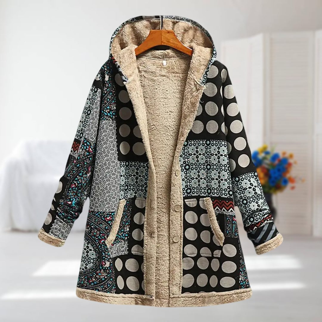 Winterjas met bloemenprint en warme voering