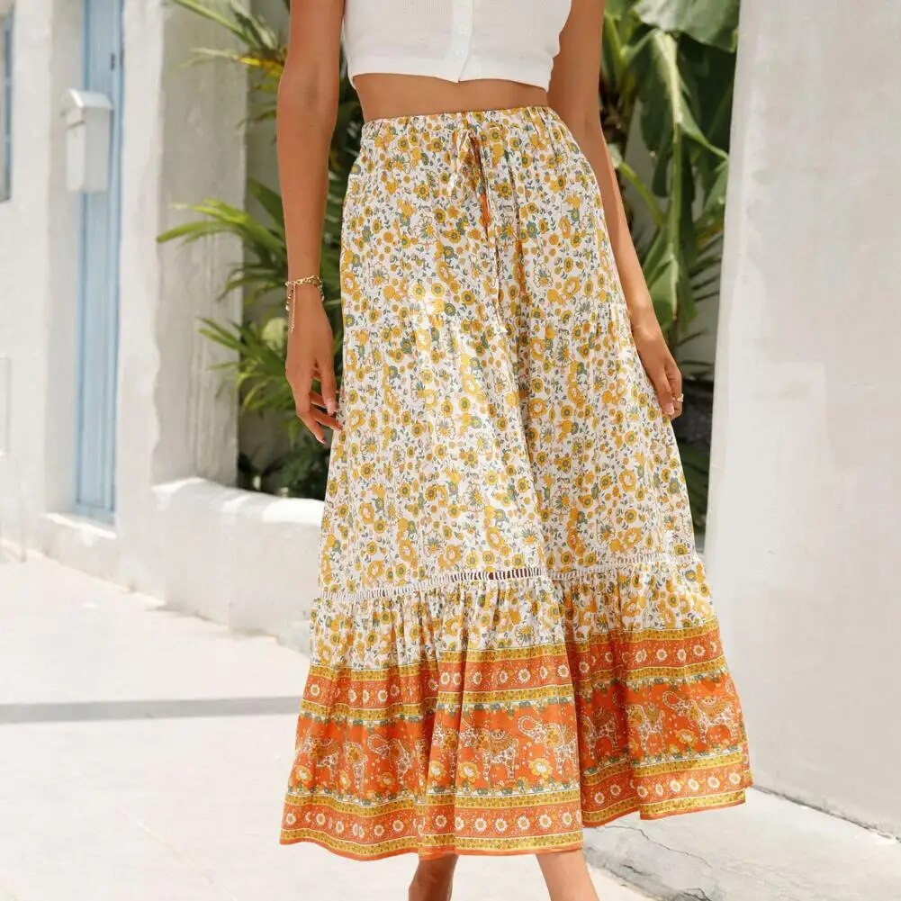 Maxi rok met kantdetails en elegante uitstraling
