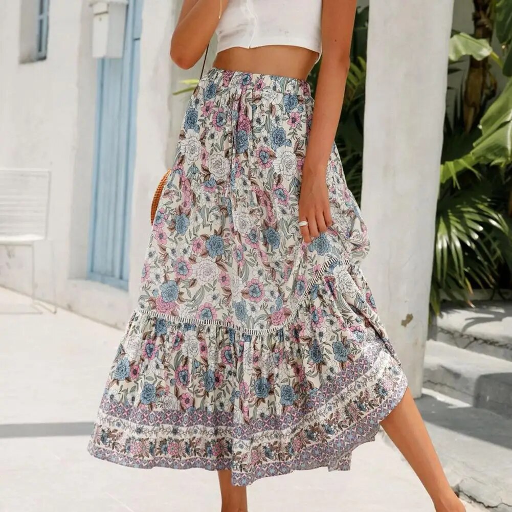 Maxi rok met kantdetails en elegante uitstraling