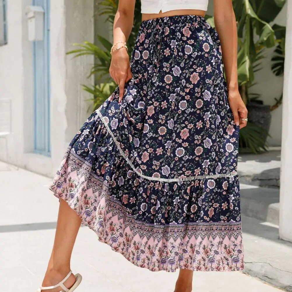 Maxi rok met kantdetails en elegante uitstraling