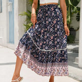 Maxi rok met kantdetails en elegante uitstraling