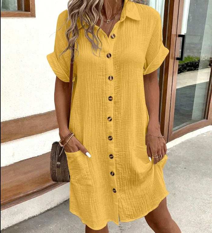 Polo jurk met oversized pasvorm en luchtige geweven stof
