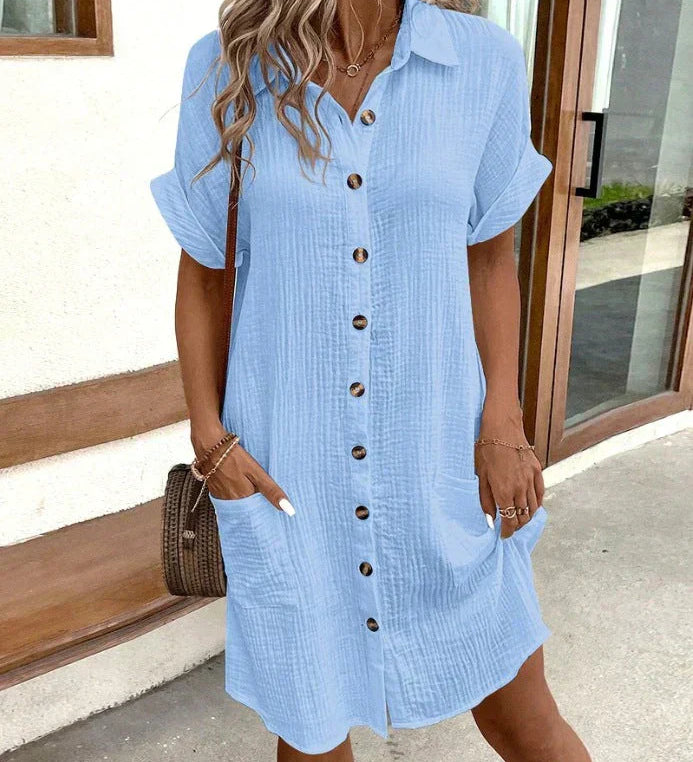 Polo jurk met oversized pasvorm en luchtige geweven stof