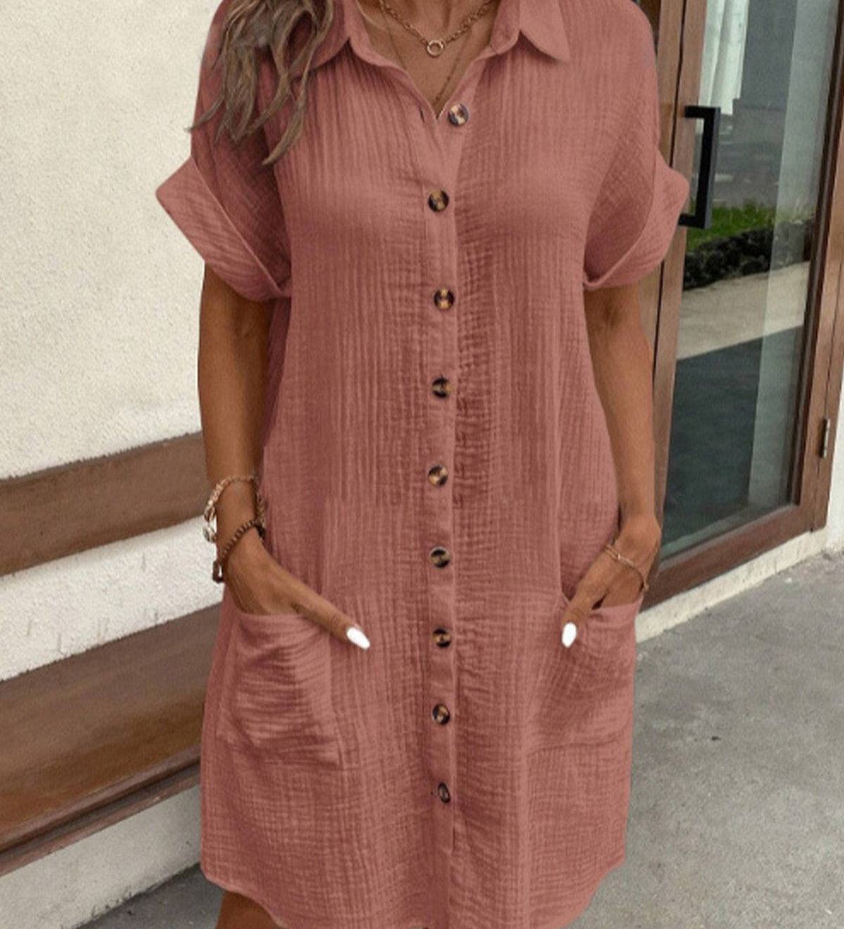 Polo jurk met oversized pasvorm en luchtige geweven stof