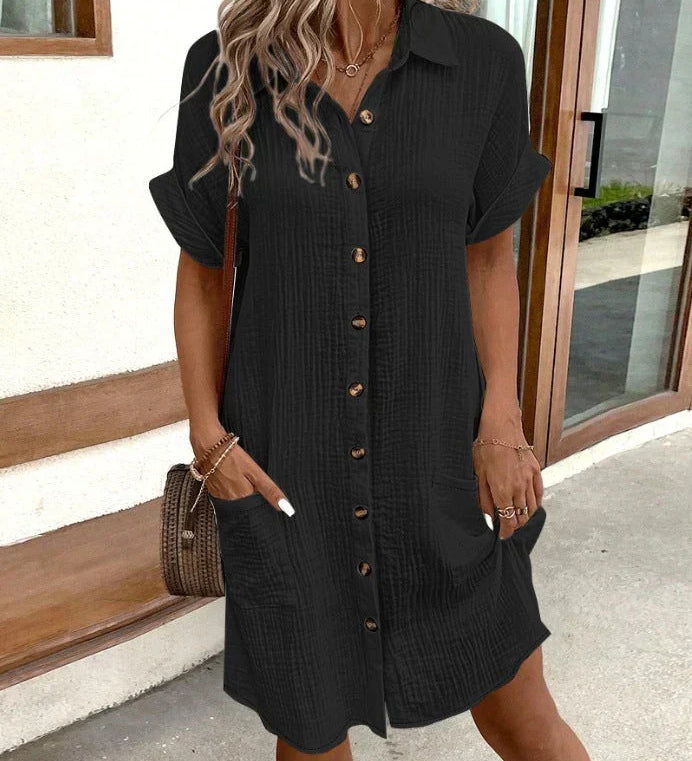 Polo jurk met oversized pasvorm en luchtige geweven stof
