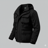 Winterjas met militaire details en weerbestendige afwerking