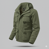 Winterjas met militaire details en weerbestendige afwerking