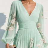 Midi-jurk met bloemenprint en V-hals voor elegante momenten