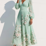 Midi-jurk met bloemenprint en V-hals voor elegante momenten