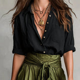Vida Conjunto Elegante de Dos Piezas con Blusa Negra y Falda Midi