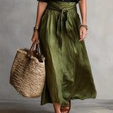 Vida Conjunto Elegante de Dos Piezas con Blusa Negra y Falda Midi