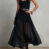 Beatriz | Tweedelige set met zwarte top en tule maxi-rok
