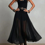 Beatriz | Tweedelige set met zwarte top en tule maxi-rok
