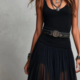 Beatriz | Tweedelige set met zwarte top en tule maxi-rok