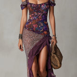 Julia | Maxi-jurk met bloemen- en luipaardprint