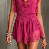 Flora Mono de Chiffon con Diseño Plisado y Ribetes a Rayas Fucsia