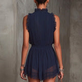 Joséphine | Elegante geplooide playsuit met kant